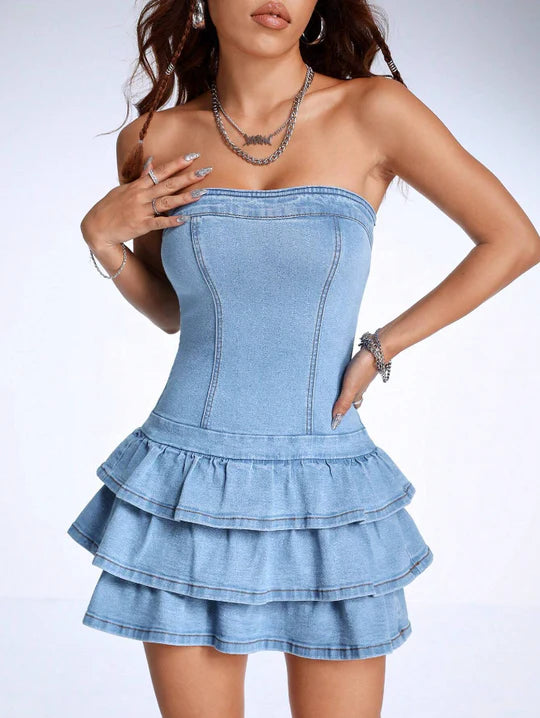 Mia - Denim Ruffle Dress