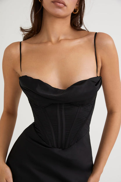 Robe maxi corset noire
