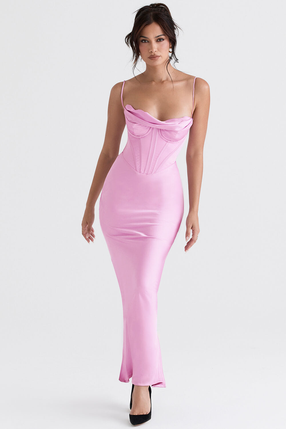 Robe maxi corset rose