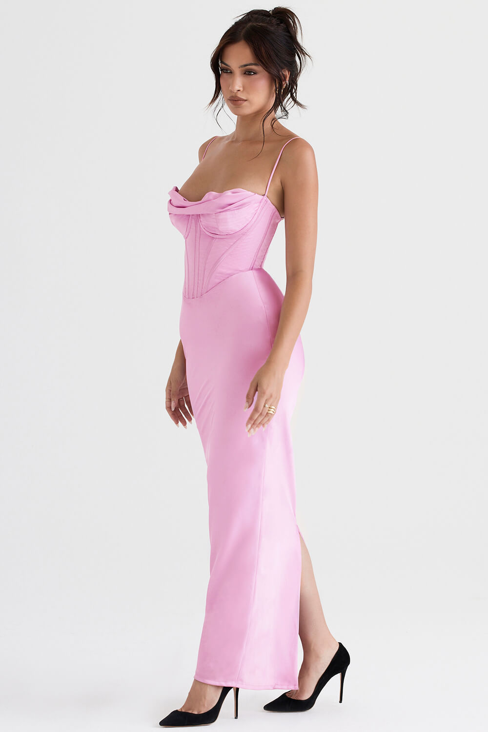 Robe maxi corset rose