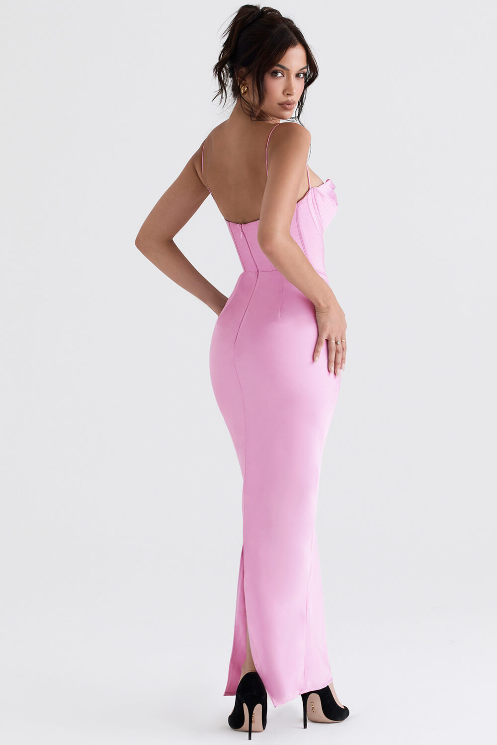 Robe maxi corset rose