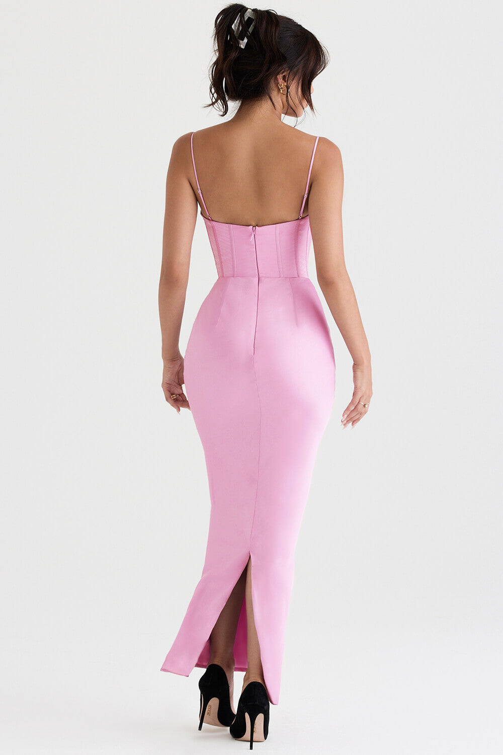 Robe maxi corset rose