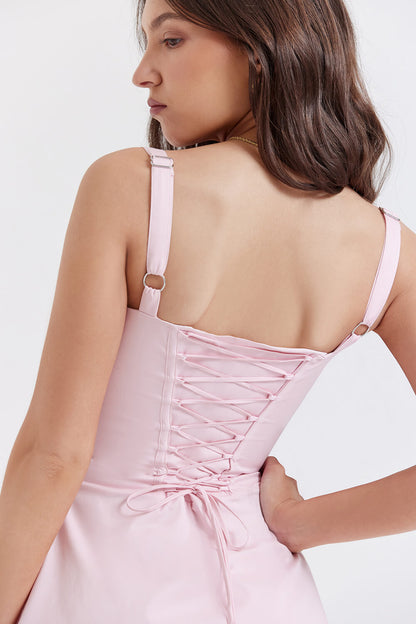 Robe mini corset rose