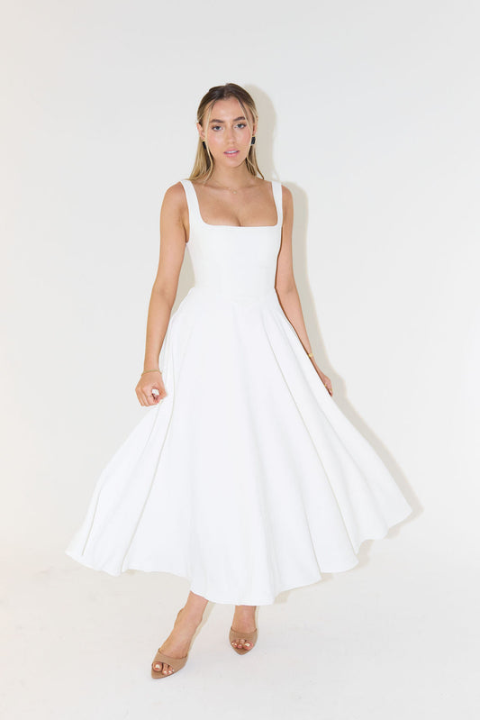 Evelyn - Square Neck Midi Dress