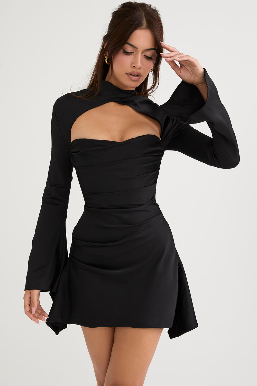 Robe corset drapée noire