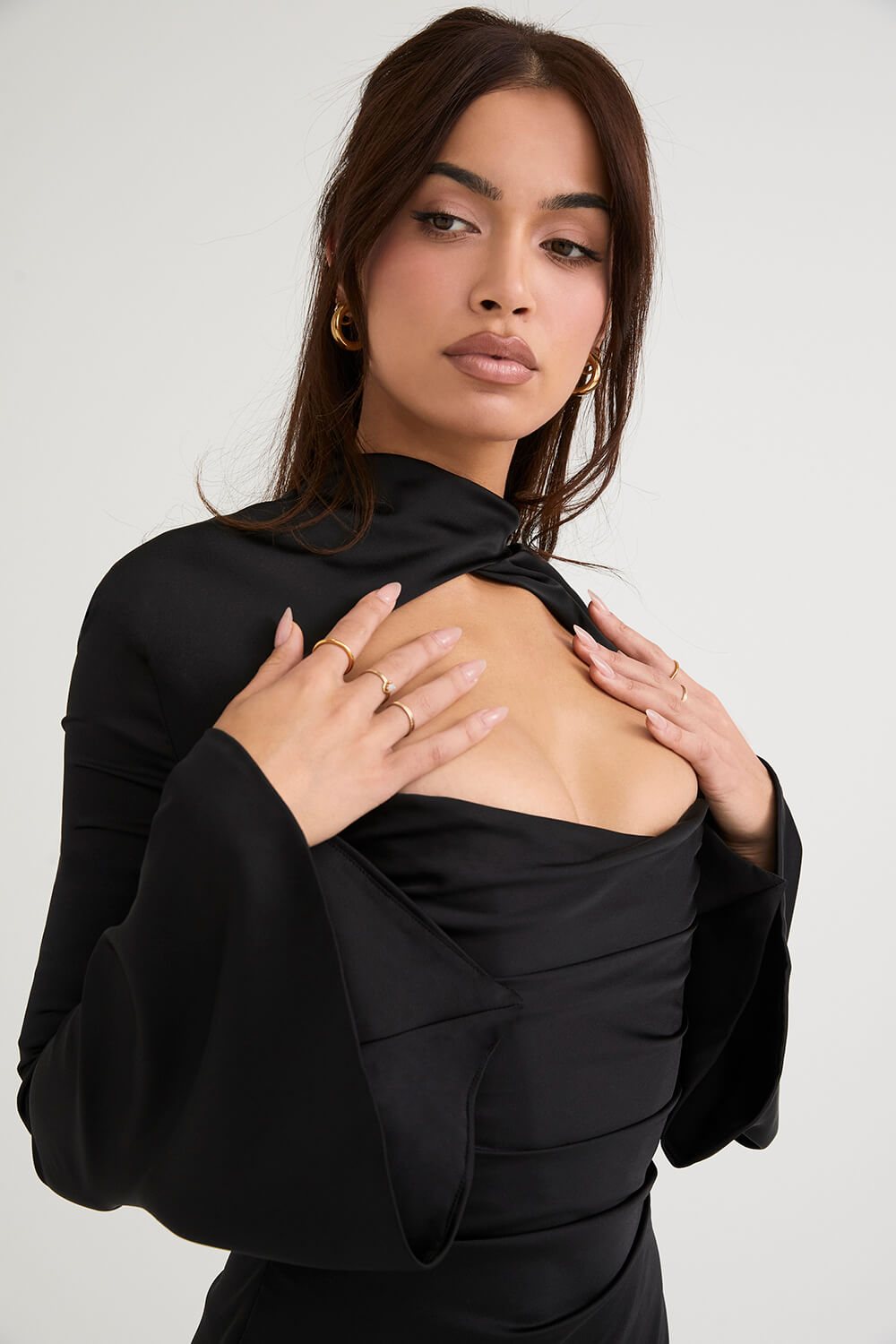 Robe corset drapée noire