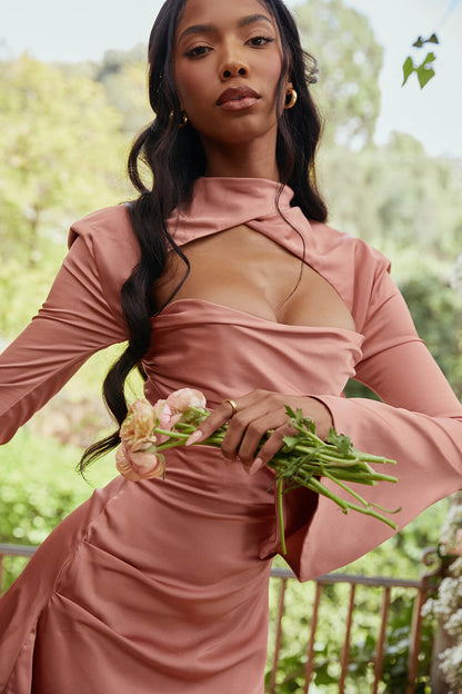 Robe corset drapée rose