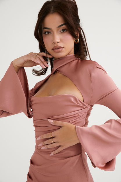 Robe corset drapée rose