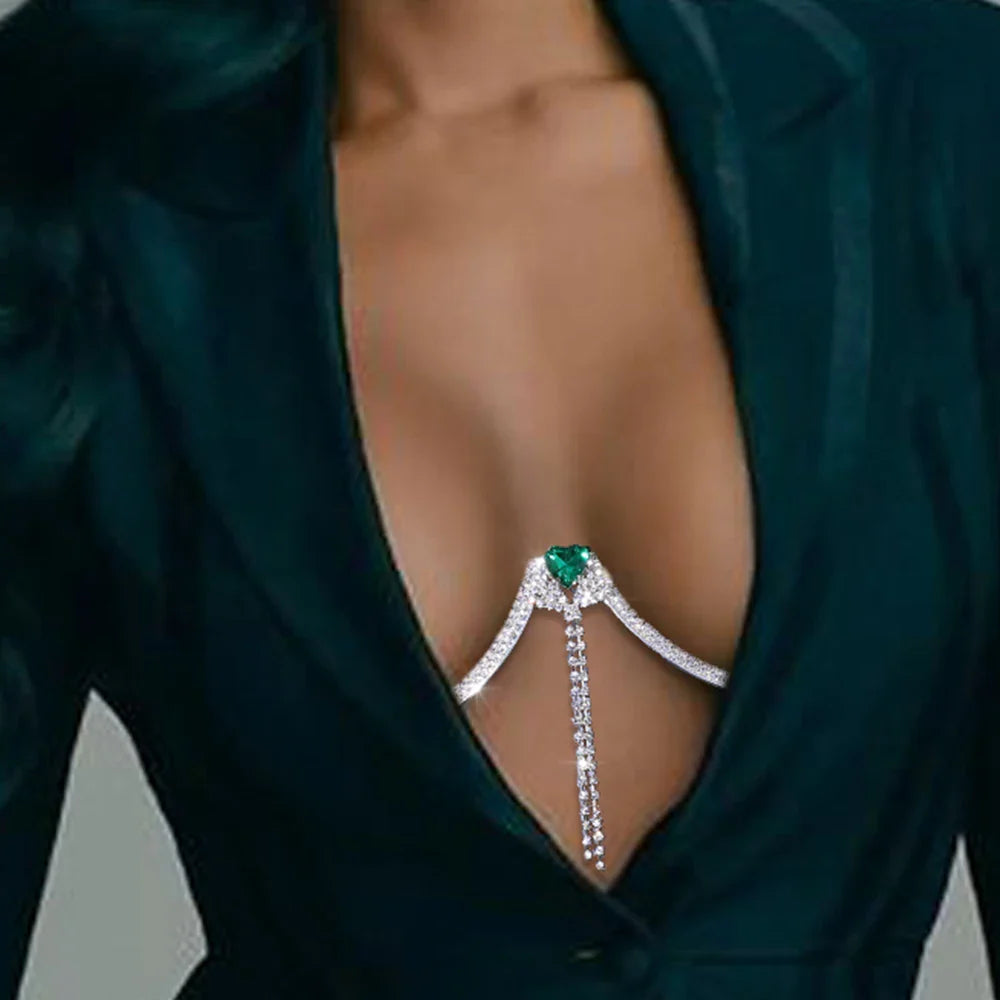 CRYSTAL HEART CHEST NECKLACE