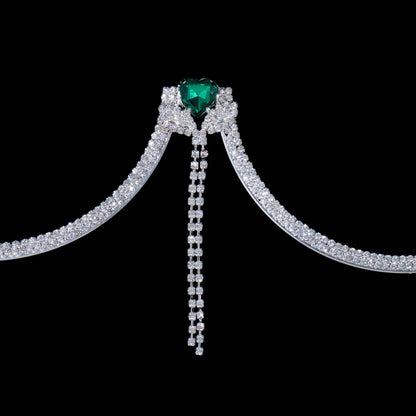 CRYSTAL HEART CHEST NECKLACE