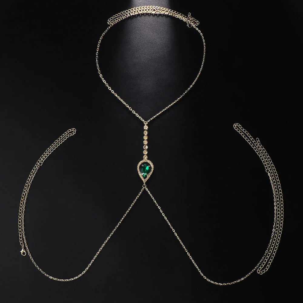 GREEN CRYSTAL CHEST NECKLACE