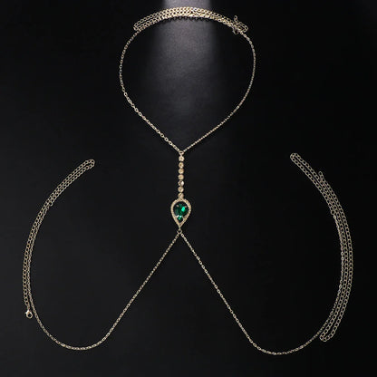 GREEN CRYSTAL CHEST NECKLACE