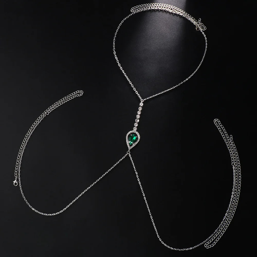 GREEN CRYSTAL CHEST NECKLACE