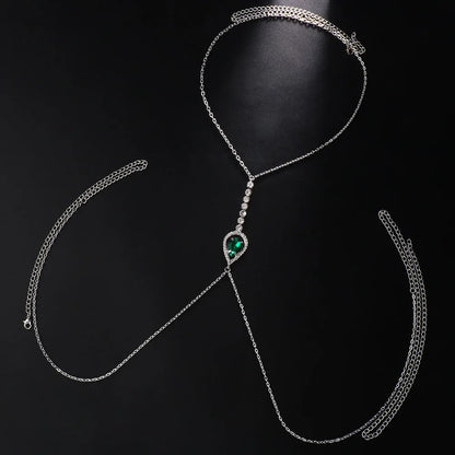 GREEN CRYSTAL CHEST NECKLACE